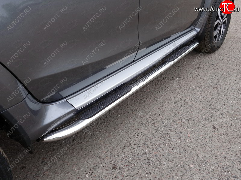 38 799 р. Пороги овальные с накладкой 120х60 мм, ТСС Тюнинг Renault Duster HS рестайлинг (2015-2021) (серые)  с доставкой в г. Керчь