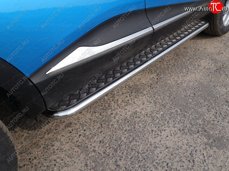 27 849 р. Пороги с площадкой 42,4 мм ТСС Тюнинг Renault Kaptur дорестайлинг (2016-2020) (серые)  с доставкой в г. Керчь