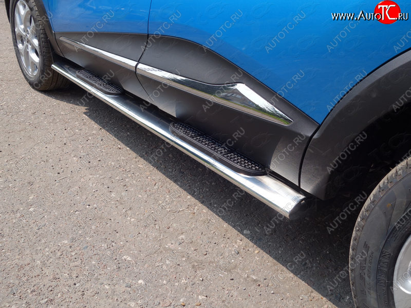 40 799 р. Пороги овальные с накладкой 120х60 мм, ТСС Тюнинг  Renault Kaptur (2016-2020) дорестайлинг (серые)  с доставкой в г. Керчь