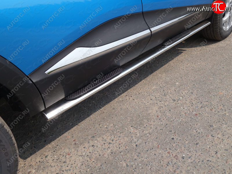 29 749 р. Пороги овальные с накладкой 75х42 мм ТСС Тюнинг  Renault Kaptur (2016-2020) дорестайлинг  с доставкой в г. Керчь