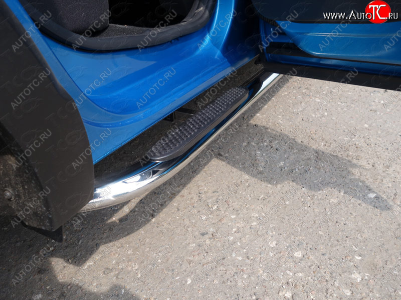 31 399 р. Пороги овальные гнутые с накладкой 75х42 мм ТСС Тюнинг  Renault Kaptur (2016-2020) дорестайлинг (серые)  с доставкой в г. Керчь