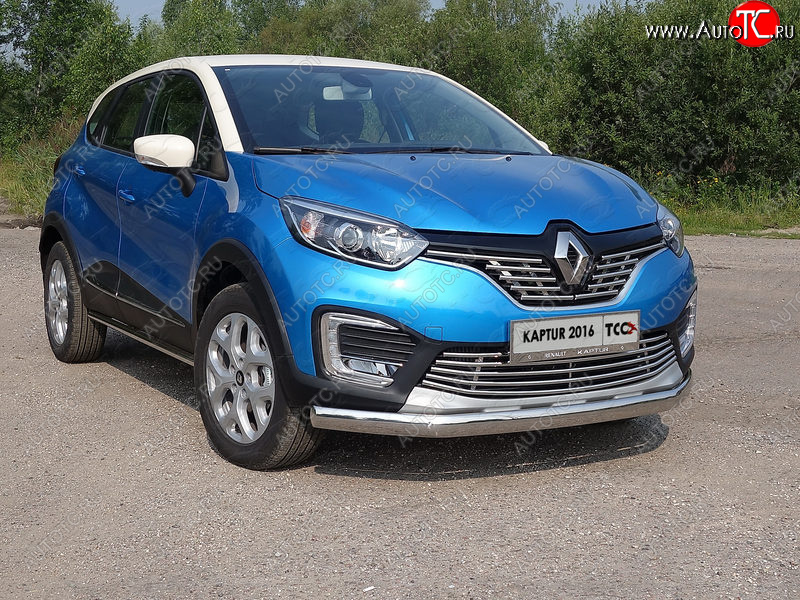 18 999 р. Защита переднего бампера нижняя овальная 75х42 мм ТСС Тюнинг  Renault Kaptur (2016-2020) дорестайлинг (нержавейка)  с доставкой в г. Керчь