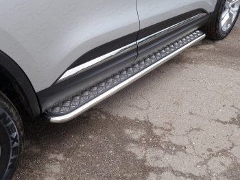 Пороги с площадкой 42,4 мм ТСС Тюнинг Renault Koleos 2 (2016-2025) (серые)