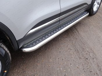 Пороги с площадкой 60,3 мм ТСС Тюнинг Renault Koleos 2 (2016-2025) (серые)