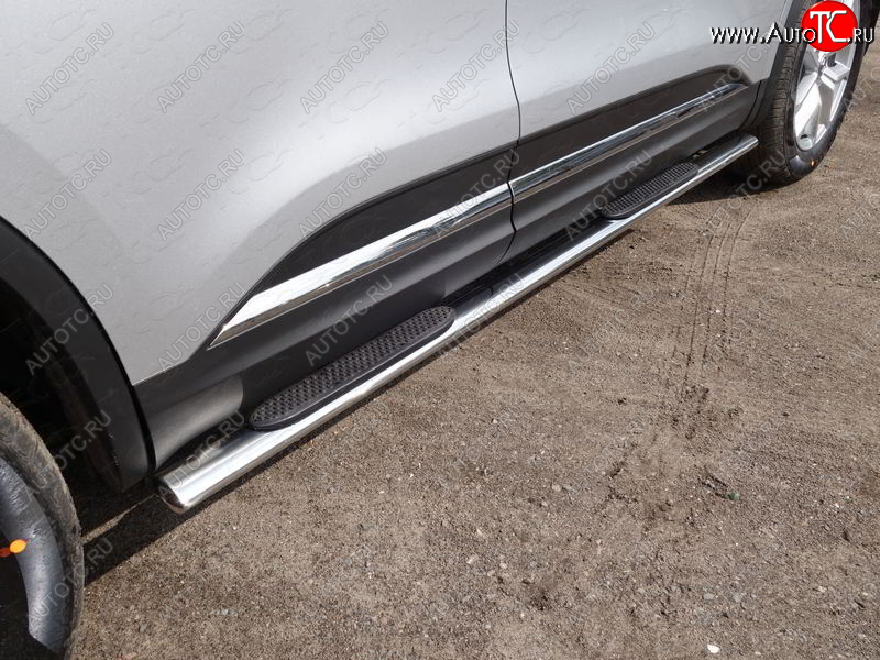 33 999 р. Пороги овальные с накладкой 75х42 мм ТСС Тюнинг  Renault Koleos  2 (2016-2025) (серые)  с доставкой в г. Керчь