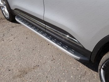 Пороги алюминиевые с пластиковой накладкой, ТСС Тюнинг Renault Koleos  2 (2016-2025) (карбон серые)