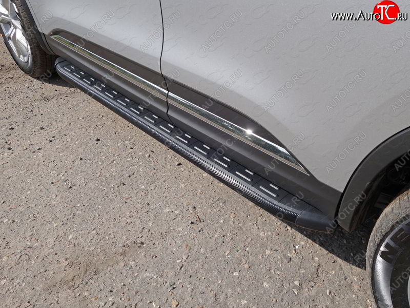 21 999 р. Пороги алюминиевые с пластиковой накладкой ТСС Тюнинг  Renault Koleos  2 (2016-2025) (карбон черные)  с доставкой в г. Керчь
