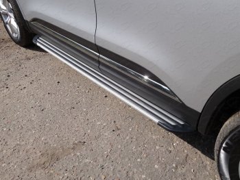 Пороги алюминиевые Slim Line ТСС Тюнинг Renault Koleos 2 (2016-2025) (Silver)