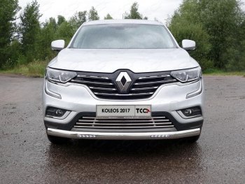 Защита переднего бампера нижняя овальная с ДХО 75х42 мм ТСС Тюнинг Renault Koleos 2 (2016-2025) (нержавейка)