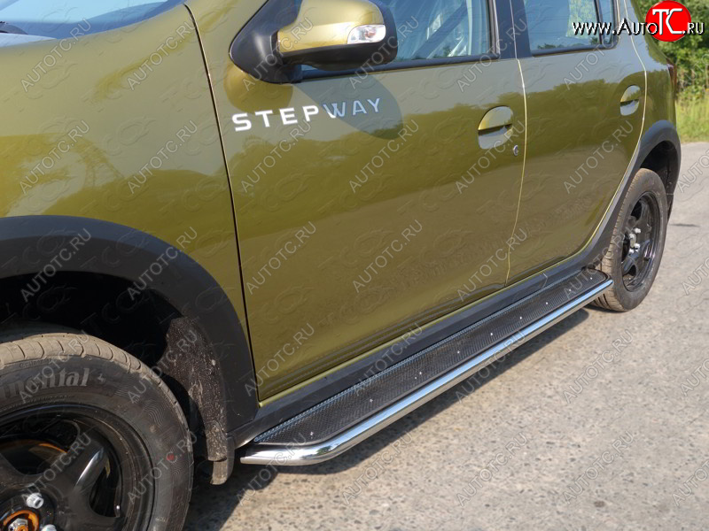 36 999 р. Пороги с площадкой 42,4 мм ТСС Тюнинг  Renault Sandero Stepway  (B8) (2014-2018) дорестайлинг (нержавейка)  с доставкой в г. Керчь