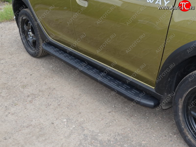 21 999 р. Пороги алюминиевые с пластиковой накладкой ТСС Тюнинг  Renault Sandero Stepway  (B8) (2014-2018) дорестайлинг (карбон черные)  с доставкой в г. Керчь
