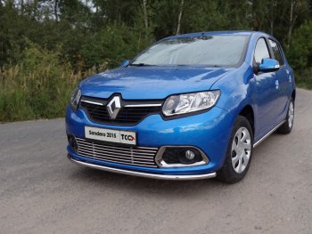 Нижняя декоративная вставка в бампер ТСС Тюнинг Renault Sandero (B8) дорестайлинг (2014-2018) (d 12 мм)