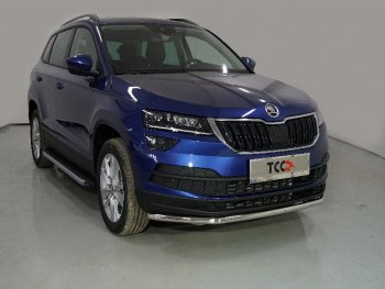 Защита переднего бампера нижняя d42,4 мм ТСС Тюнинг Skoda Karoq NU7 рестайлинг (2020-2025) (нержавейка)