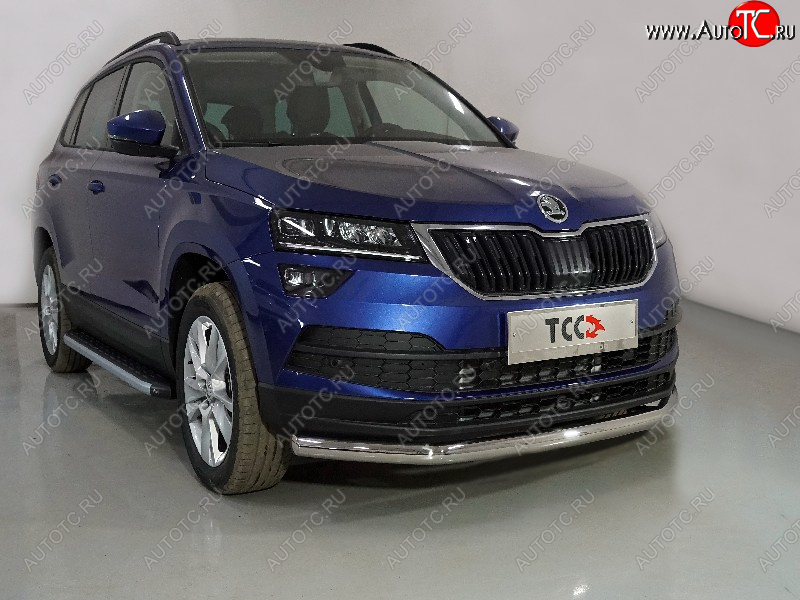 17 099 р. Защита переднего бампера нижняя d60,3 мм ТСС Тюнинг Skoda Karoq NU7 рестайлинг (2020-2025) (нержавейка)  с доставкой в г. Керчь