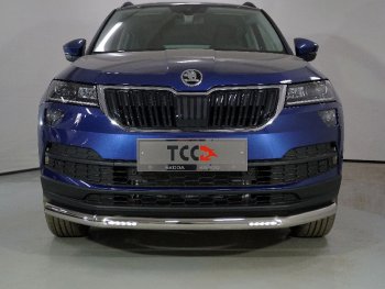 Защита переднего бампера нижняя с ДХО 60,3 мм ТСС Тюнинг Skoda Karoq NU7 рестайлинг (2020-2025) (нержавейка)
