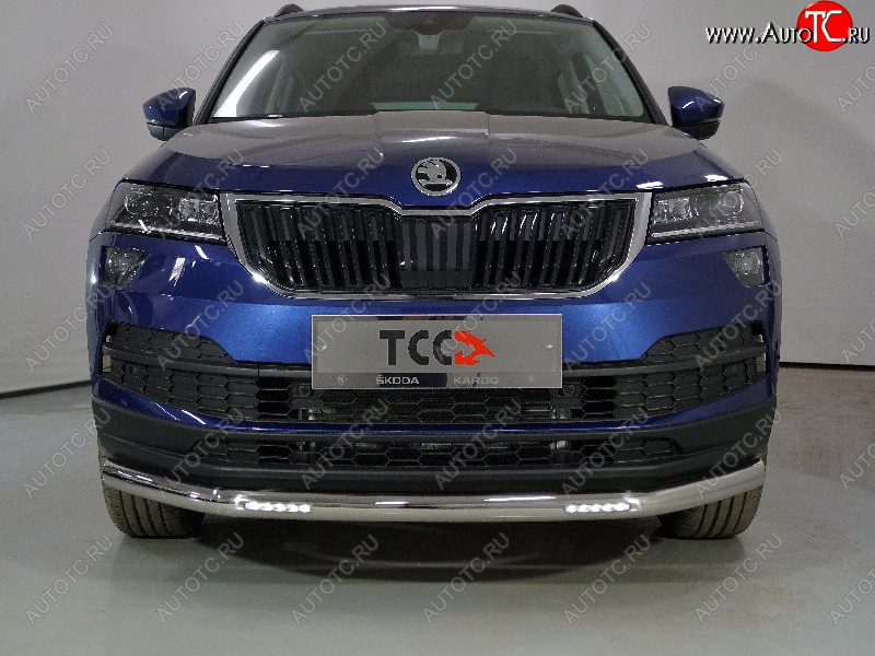 34 799 р. Защита переднего бампера нижняя с ДХО 60,3 мм ТСС Тюнинг  Skoda Karoq  NU7 (2020-2025) рестайлинг (нержавейка)  с доставкой в г. Керчь