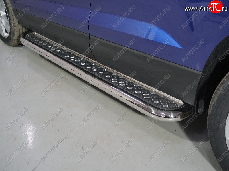 31 999 р. Пороги с площадкой 60,3 мм ТСС Тюнинг  Skoda Karoq  NU7 (2020-2025) рестайлинг (серые)  с доставкой в г. Керчь