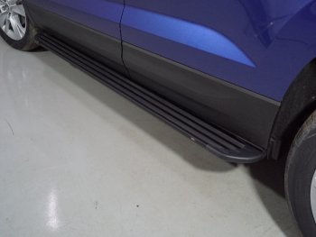 Пороги алюминиевые Slim Line ТСС Тюнинг Skoda Karoq  NU7 (2020-2025) рестайлинг (Black)