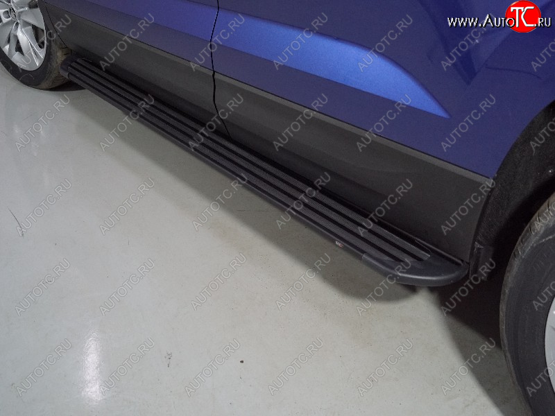 21 999 р. Пороги алюминиевые Slim Line ТСС Тюнинг  Skoda Karoq  NU7 (2020-2025) рестайлинг (Black)  с доставкой в г. Керчь
