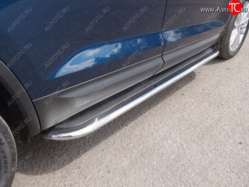 44 999 р. Пороги с площадкой 75х42 мм ТСС Тюнинг  Skoda Kodiaq  NU7 (2017-2021) дорестайлинг (нержавейка)  с доставкой в г. Керчь