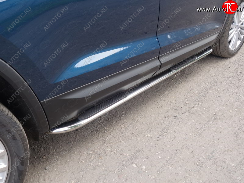 31 399 р. Пороги овальные гнутые с накладкой 75х42 мм ТСС Тюнинг  Skoda Kodiaq  NU7 (2017-2021) дорестайлинг (серые)  с доставкой в г. Керчь