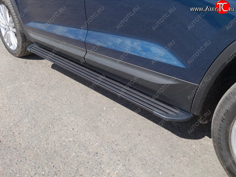 21 999 р. Пороги алюминиевые, ТСС Тюнинг  Skoda Kodiaq  NU7 (2017-2021) дорестайлинг (Slim Line Black)  с доставкой в г. Керчь