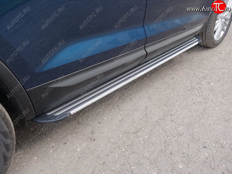 20 599 р. Пороги алюминиевые, ТСС Тюнинг  Skoda Kodiaq  NU7 (2017-2021) дорестайлинг (Slim Line Silver)  с доставкой в г. Керчь