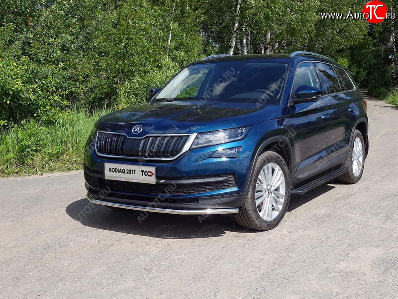 15 999 р. Защита переднего бампера нижняя d42,4 мм ТСС Тюнинг  Skoda Kodiaq  NU7 (2017-2021) дорестайлинг (нержавейка)  с доставкой в г. Керчь