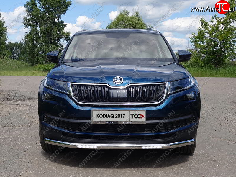 34 999 р. Защита переднего бампера нижняя с ДХО 60,3 мм ТСС Тюнинг  Skoda Kodiaq  NU7 (2017-2021) дорестайлинг (нержавейка)  с доставкой в г. Керчь