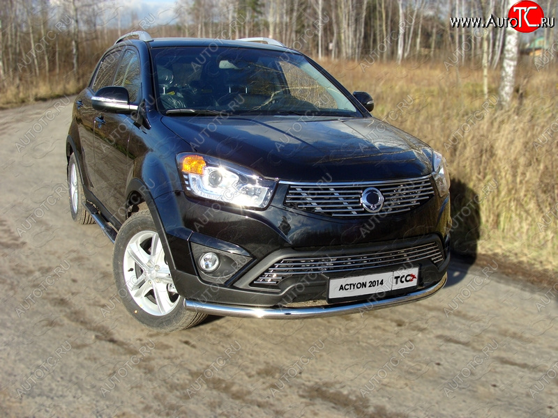 18 999 р. Защита переднего бампера нижняя d60,3 мм ТСС Тюнинг  SSANGYONG Actyon (2013-2021) рестайлинг (нержавейка)  с доставкой в г. Керчь