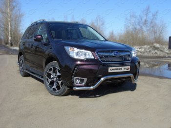 Защита переднего бампера кенгурин 60,3 мм ТСС Тюнинг Subaru Forester  SJ (2012-2016) дорестайлинг (нержавейка)