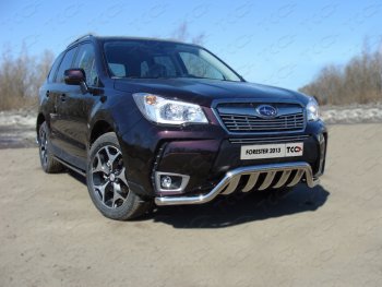 Защита переднего бампера кенгурин с вставкой 60,3*75 мм ТСС Тюнинг Subaru Forester SJ дорестайлинг (2012-2016) (нержавейка)