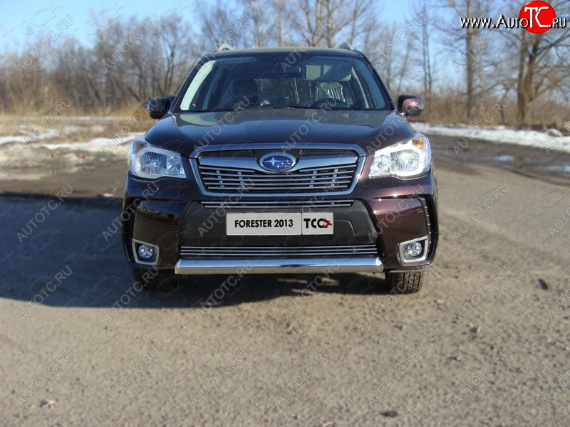 4 299 р. Нижняя декоративная вставка в бампер (спорт) ТСС Тюнинг Subaru Forester SJ дорестайлинг (2012-2016) (d 12 мм)  с доставкой в г. Керчь