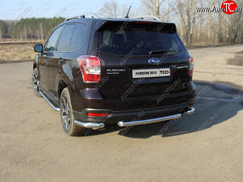 17 649 р. Защита заднего бампера (уголки, d60,3 мм) TCC Subaru Forester SJ дорестайлинг (2012-2016)  с доставкой в г. Керчь