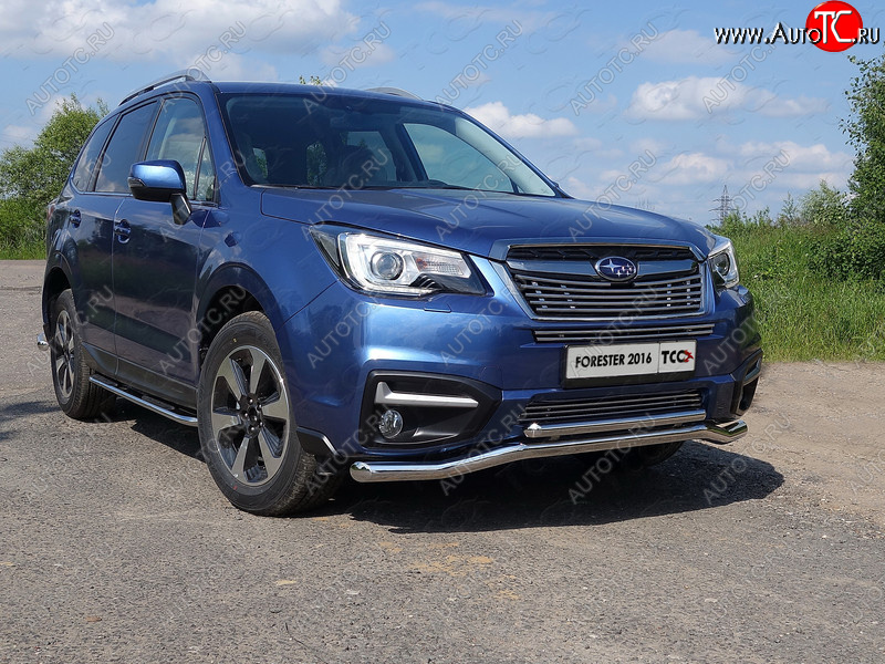 4 299 р. Нижняя декоративная вставка в бампер ТСС Тюнинг Subaru Forester SJ рестайлинг (2016-2019) (d 12 мм)  с доставкой в г. Керчь