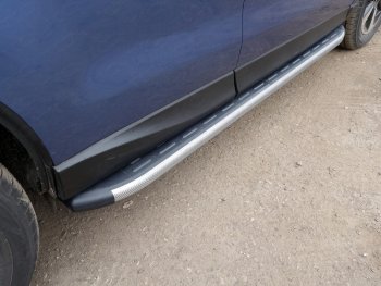 Пороги алюминиевые с пластиковой накладкой, ТСС Тюнинг Subaru Forester  SJ (2016-2019) рестайлинг (карбон серые)