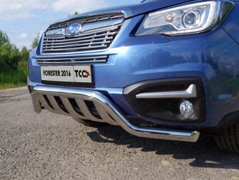 Защита переднего бампера кенгурин с вставкой 60,3*75 мм ТСС Тюнинг Subaru Forester SJ рестайлинг (2016-2019) (нержавейка)