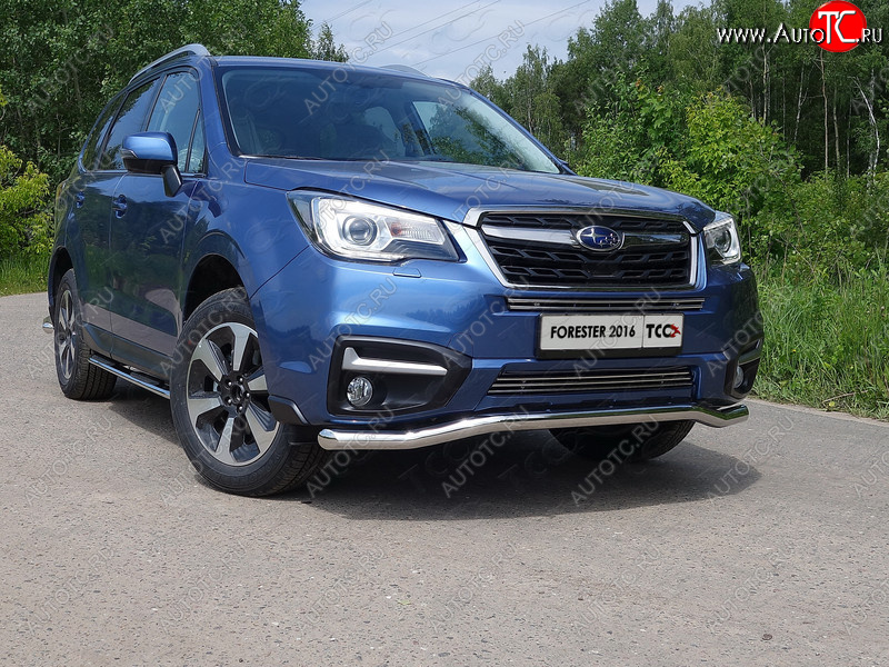 20 599 р. Защита переднего бампера нижняя d60,3 мм ТСС Тюнинг Subaru Forester SJ рестайлинг (2016-2019) (нрежавейка)  с доставкой в г. Керчь