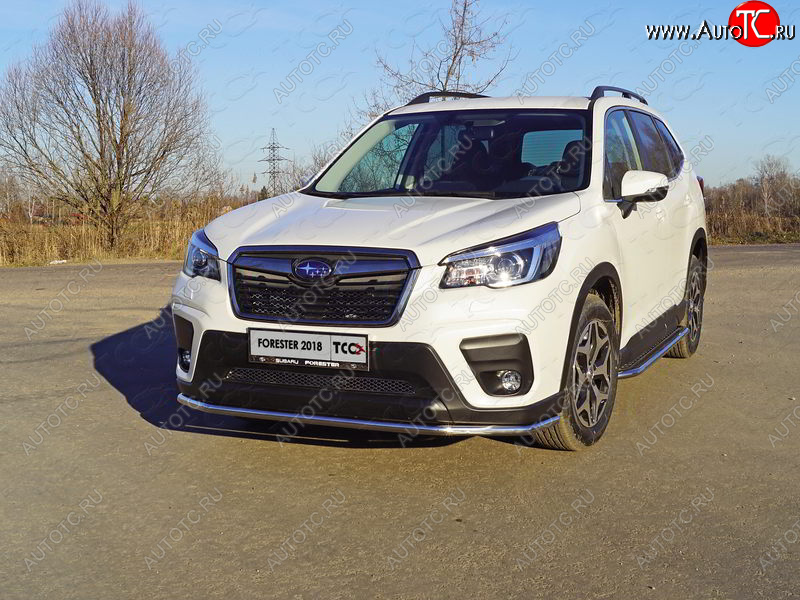 20 599 р. Защита переднего бампера нижняя d42,4 мм ТСС Тюнинг Subaru Forester SK/S14 дорестайлинг (2018-2021) (нержавейка)  с доставкой в г. Керчь