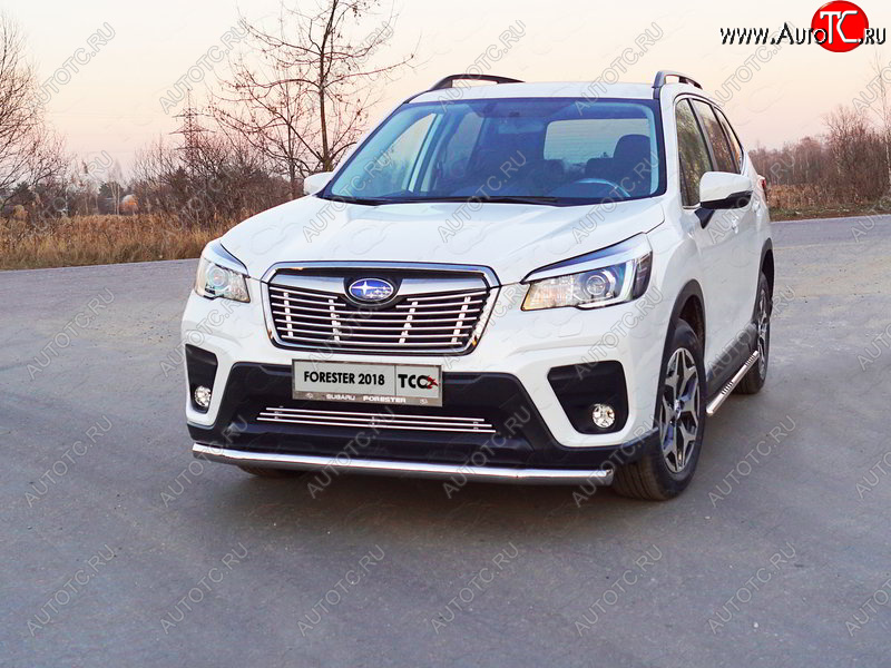 21 999 р. Защита переднего бампера нижняя d60,3 мм ТСС Тюнинг  Subaru Forester  SK/S14 (2018-2021) дорестайлинг (нержавейка)  с доставкой в г. Керчь