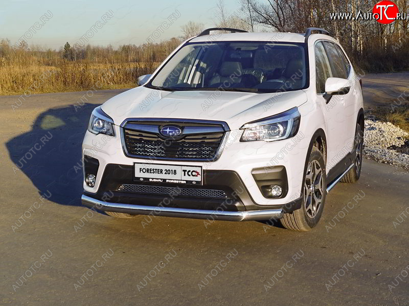 25 499 р. Защита переднего бампера нижняя овальная 75х42 мм ТСС Тюнинг  Subaru Forester  SK/S14 (2018-2021) дорестайлинг (нержавейка)  с доставкой в г. Керчь