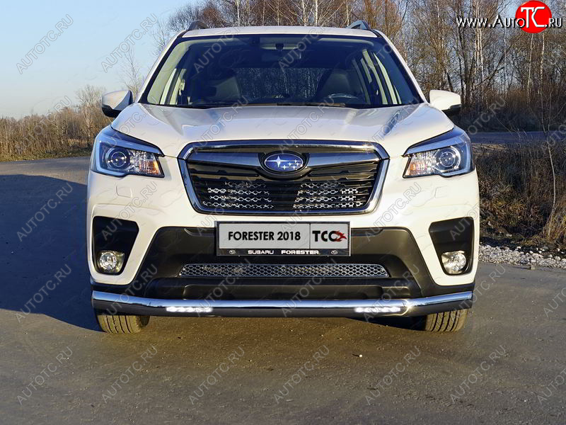 43 999 р. Защита передняя нижняя овальная с ДХО 75х42 мм ТСС Тюнинг  Subaru Forester  SK/S14 (2018-2021) дорестайлинг (нержавейка)  с доставкой в г. Керчь
