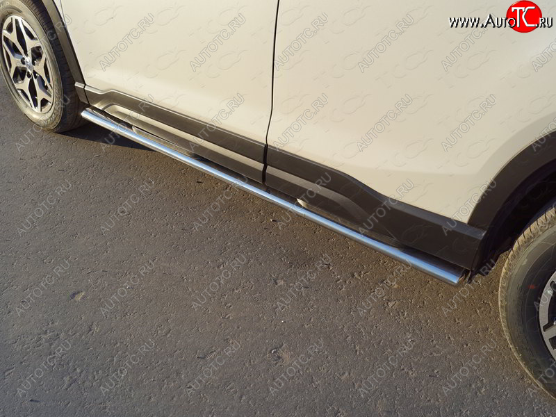 40 799 р. Пороги овальные с накладкой 120х60 мм ТСС Тюнинг  Subaru Forester  SK/S14 (2018-2021) дорестайлинг (серые)  с доставкой в г. Керчь