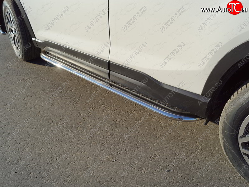 44 999 р. Пороги с площадкой 75х42 мм ТСС Тюнинг  Subaru Forester  SK/S14 (2018-2021) дорестайлинг (серые)  с доставкой в г. Керчь