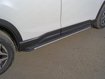 Пороги алюминиевые Slim Line ТСС Тюнинг Subaru Forester  SK/S14 (2018-2021) дорестайлинг (Silver)
