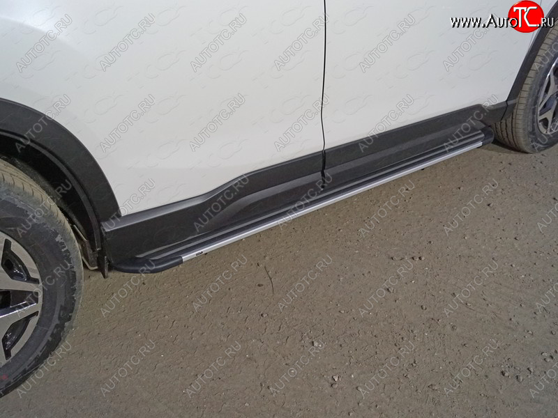 20 599 р. Пороги алюминиевые Slim Line ТСС Тюнинг  Subaru Forester  SK/S14 (2018-2021) дорестайлинг (Silver)  с доставкой в г. Керчь