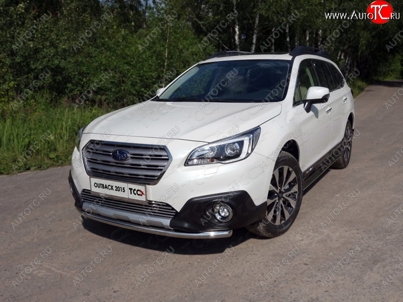 14 699 р. Защита переднего бампера нижняя d50,8 мм ТСС Тюнинг Subaru Outback BS/B15 дорестайлинг универсал (2014-2018) (нержавейка)  с доставкой в г. Керчь