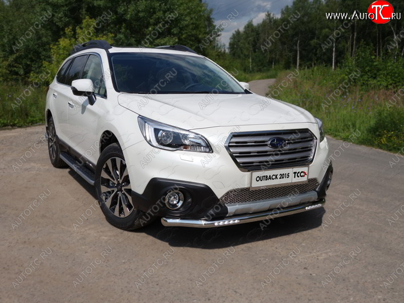 37 999 р. Защита переднего бампера нижняя с ДХО 60,3 мм ТСС Тюнинг  Subaru Outback  BS/B15 (2014-2018) дорестайлинг универсал (нержавейка)  с доставкой в г. Керчь
