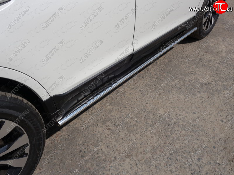 31 399 р. Пороги овальные с проступью 75х42 мм ТСС Тюнинг  Subaru Outback  BS/B15 (2014-2021) дорестайлинг универсал, рестайлинг универсал (серые)  с доставкой в г. Керчь
