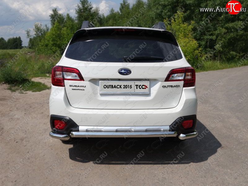 13 249 р. Защита задняя (нержавейка 60,3 мм) ТСС Тюнинг  Subaru Outback  BS/B15 (2014-2018) дорестайлинг универсал  с доставкой в г. Керчь